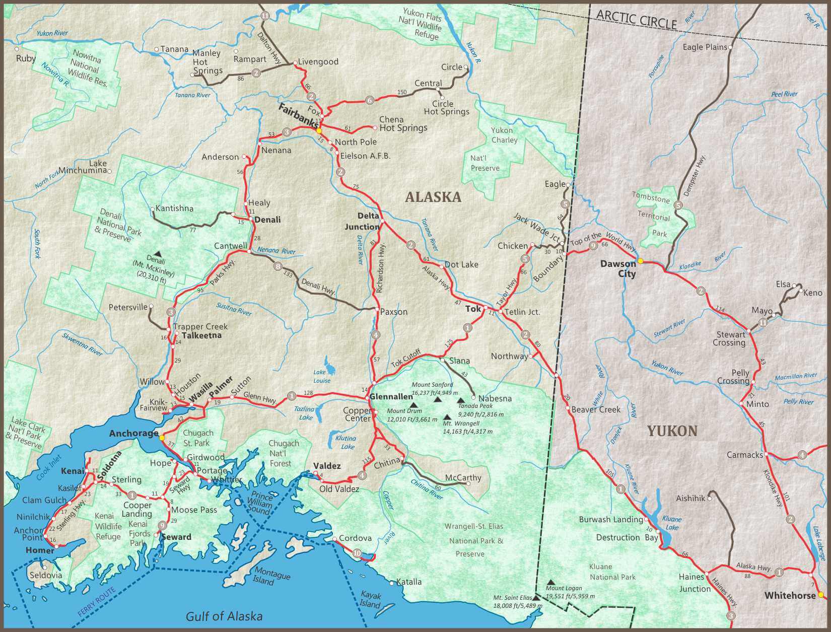 Реки Аляски на карте